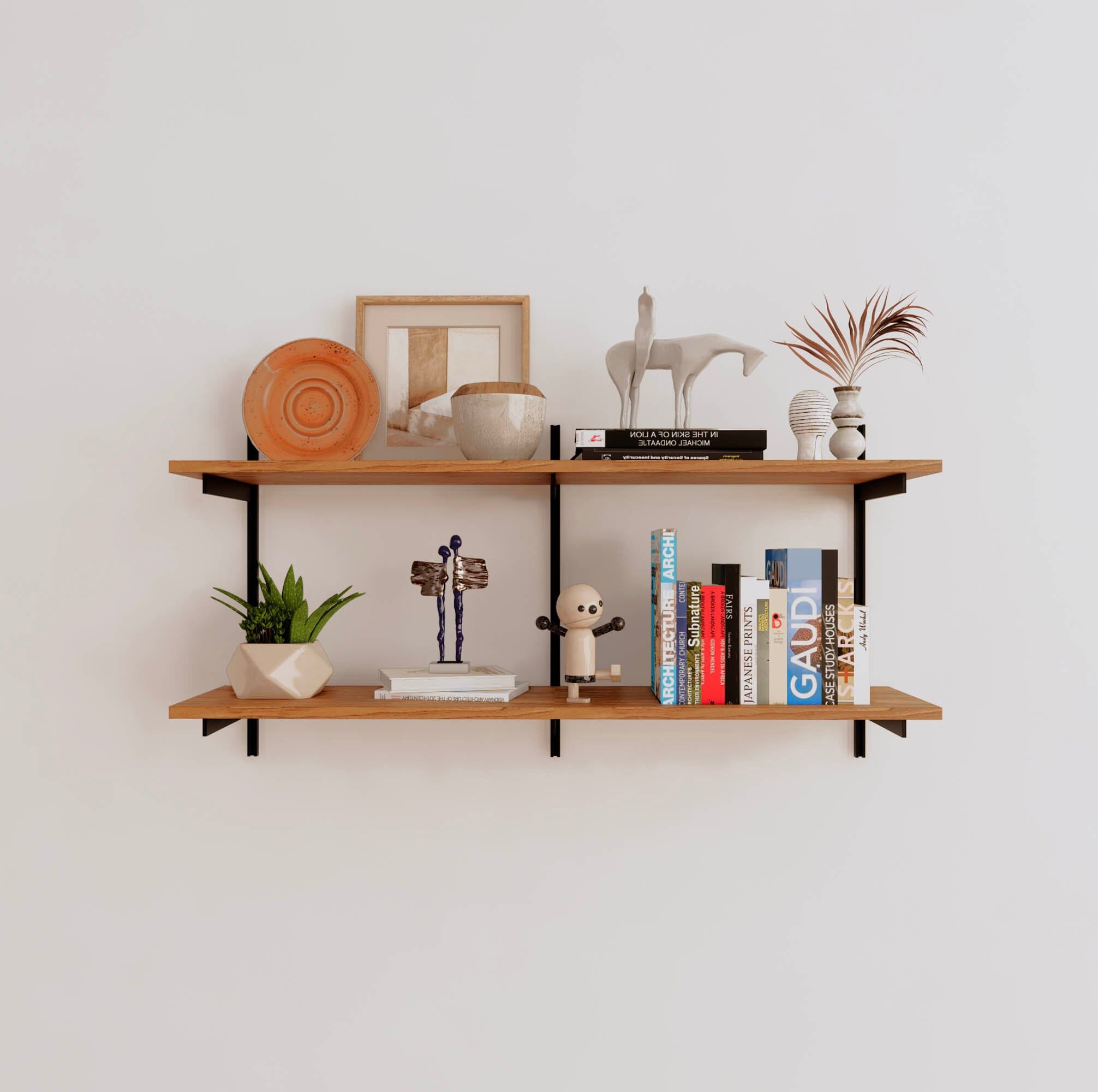 Wall Mounted Shelving Units - 2 Shelf Wood
