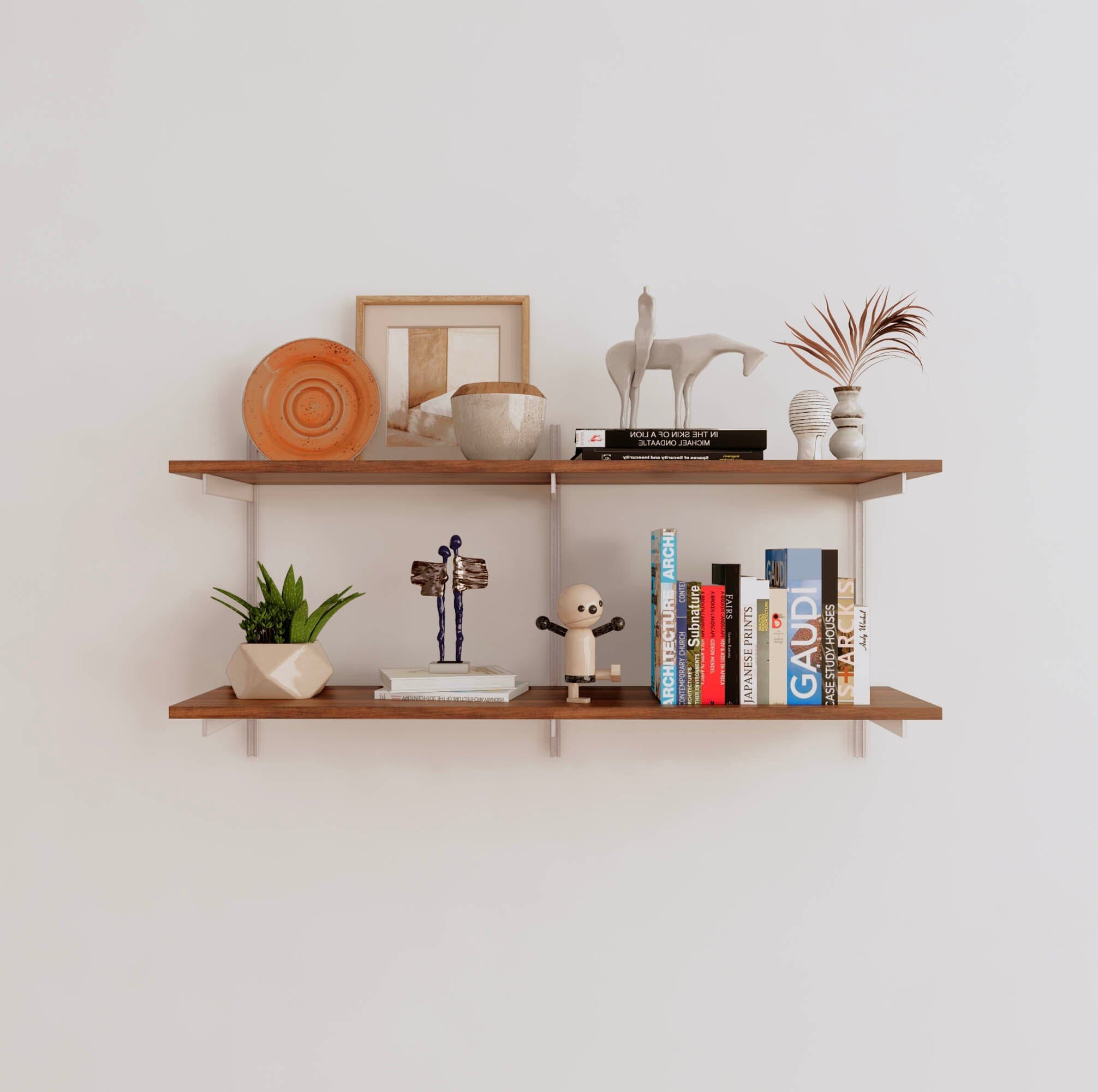 Wall Mounted Shelving Units - 2 Shelf Wood