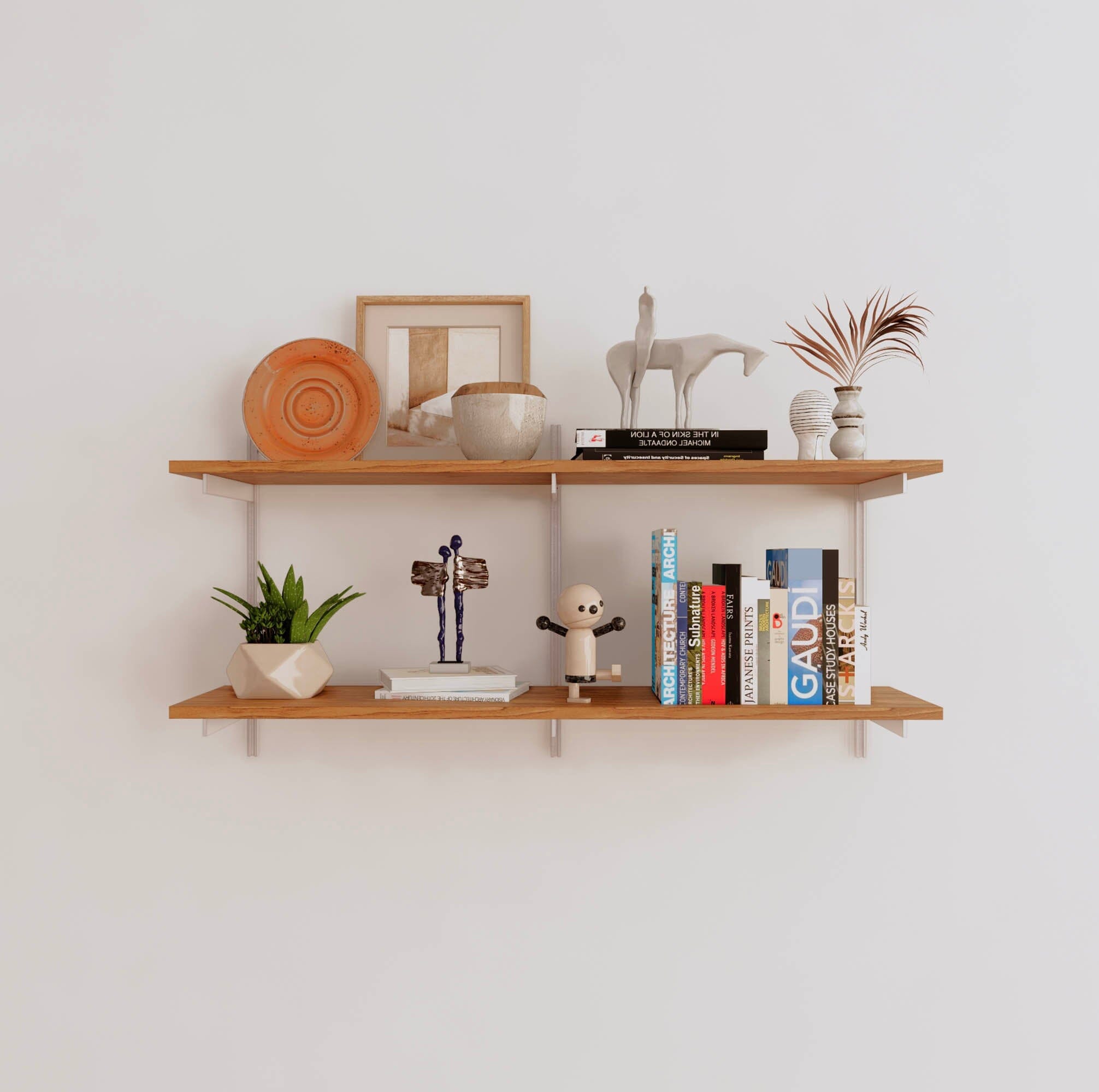 Wall Mounted Shelving Units - 2 Shelf Wood