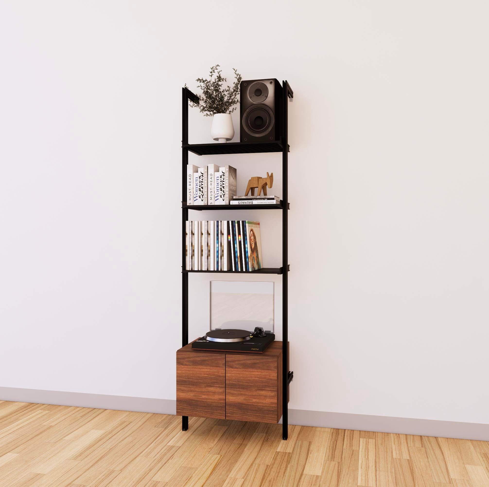 LP Vinyl Media Storage System - Aluminum + Wood Cabinets