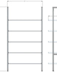 Technical drawing of a closet storage system, showing dimensions and shelf layout.