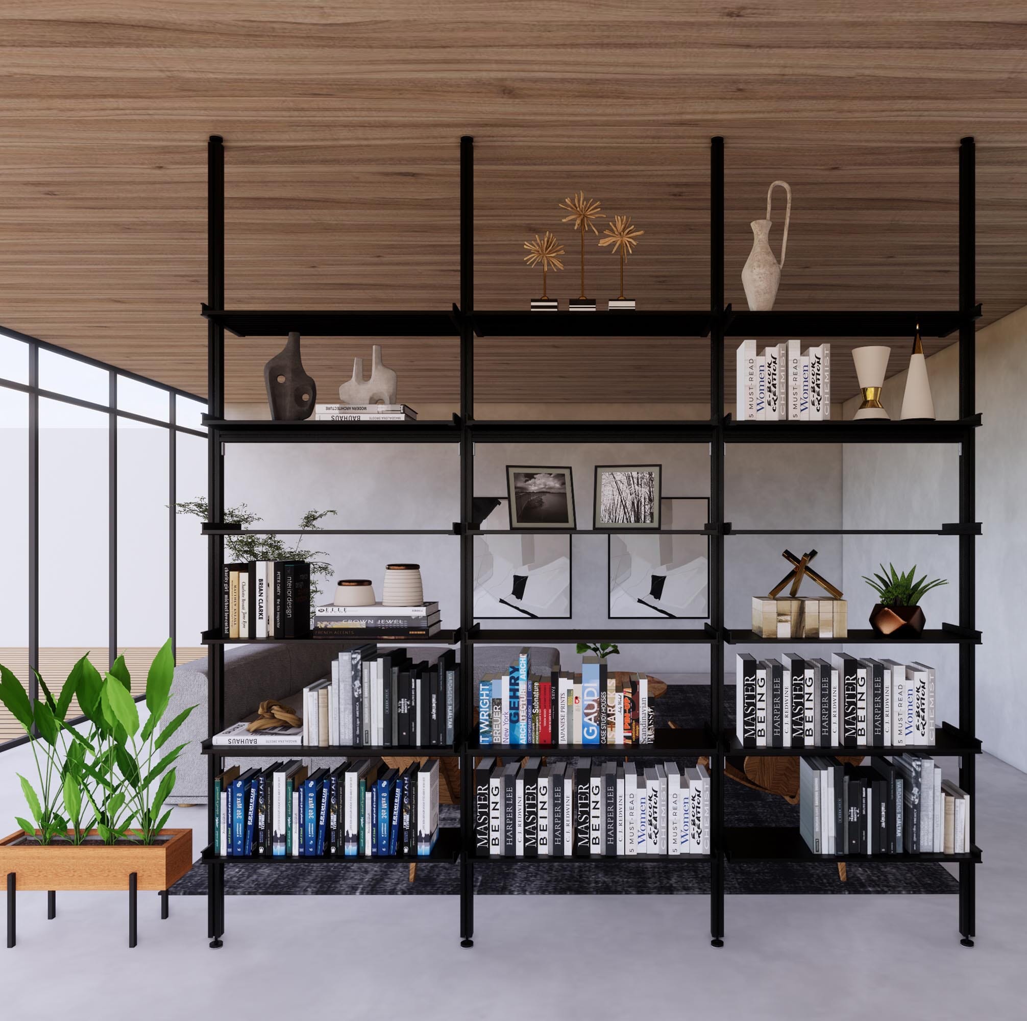 Floor to Ceiling Room Divider Shelving