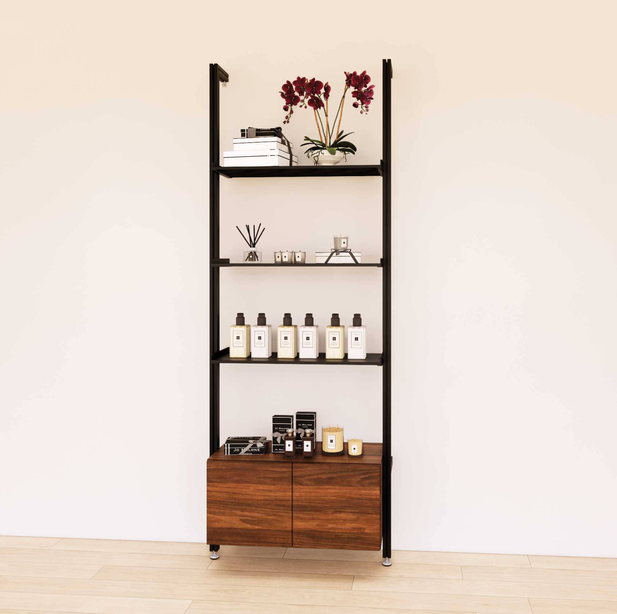 Retail Display Shelving with Base Cabinets