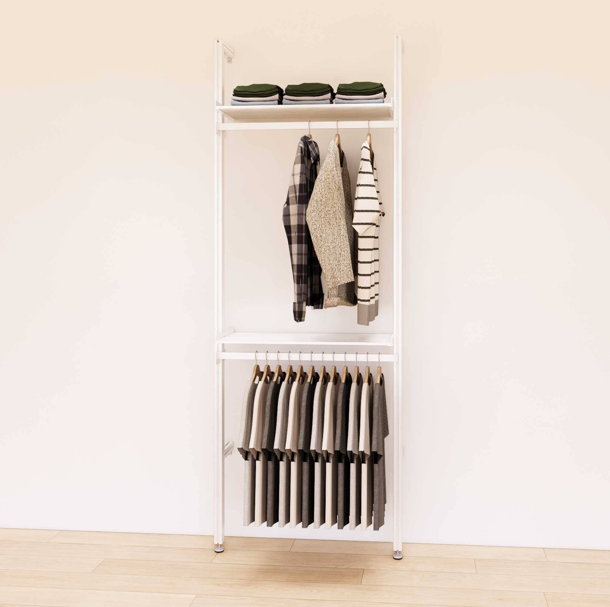 Retail Display Shelving with 2 Shelves + 2 Hanger Bars