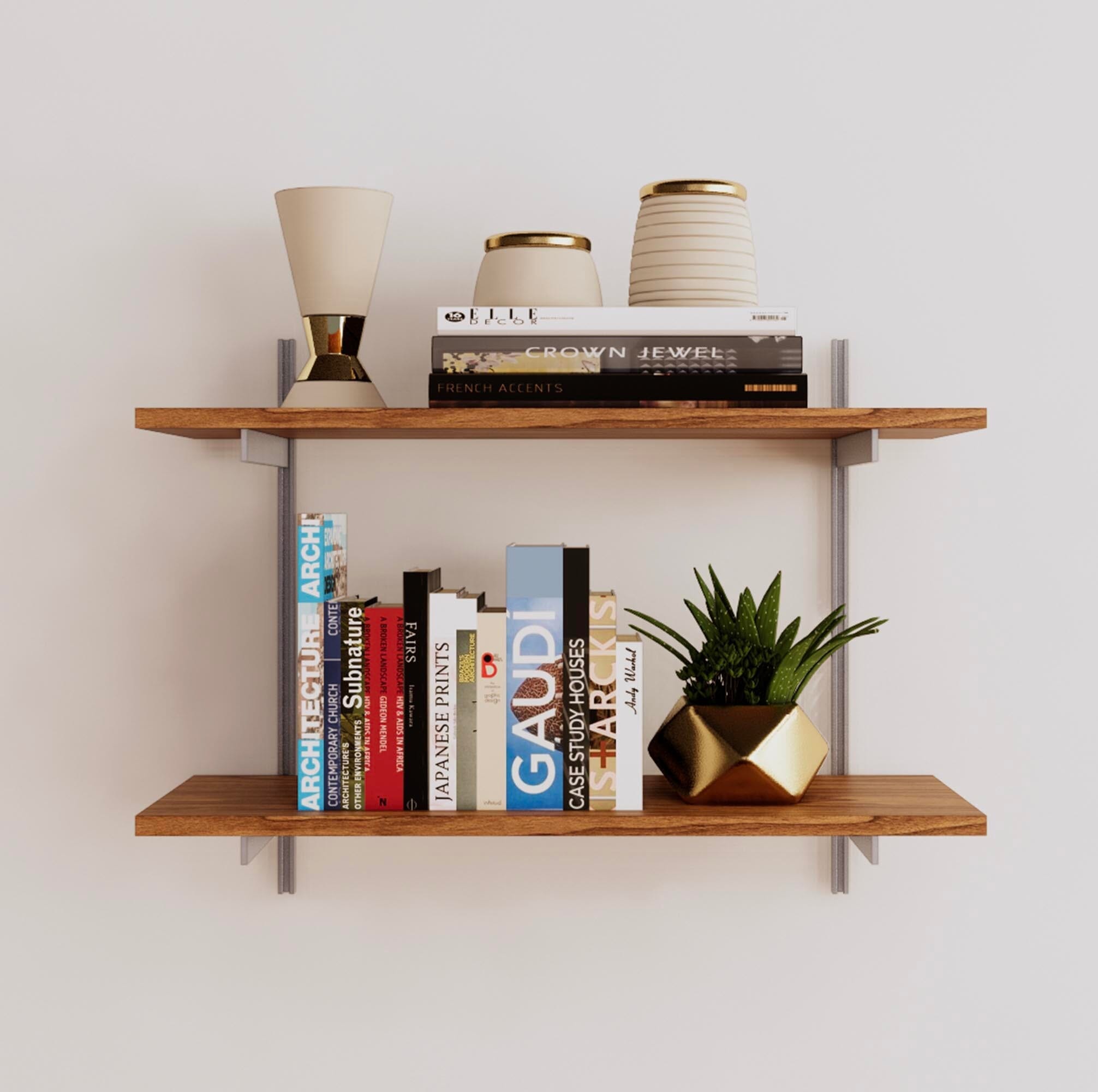 Wall Mounted Shelving Units - 2 Shelf Wood
