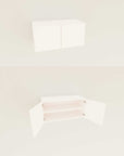 Harmony 4 Bay Media Unit - Aluminum + Wood Shelves and Cabinets