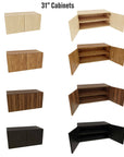 Harmony 4 Bay Media Unit - Aluminum + Wood Shelves and Cabinets
