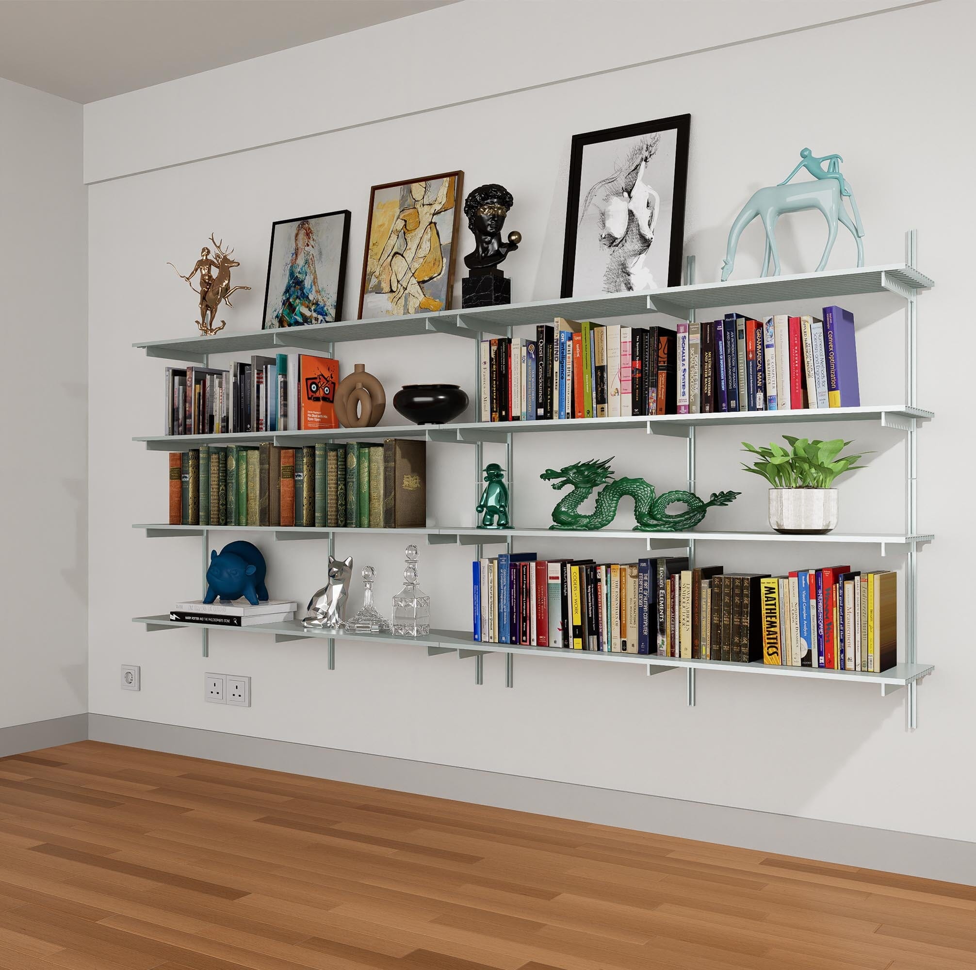 Wall Mounted Shelving Units - 3 Shelf Unit Wood/Aluminum