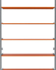 Modular shelving unit, shown with open shelving.