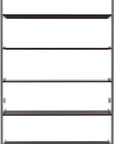 Modular shelving unit, shown with open shelving.