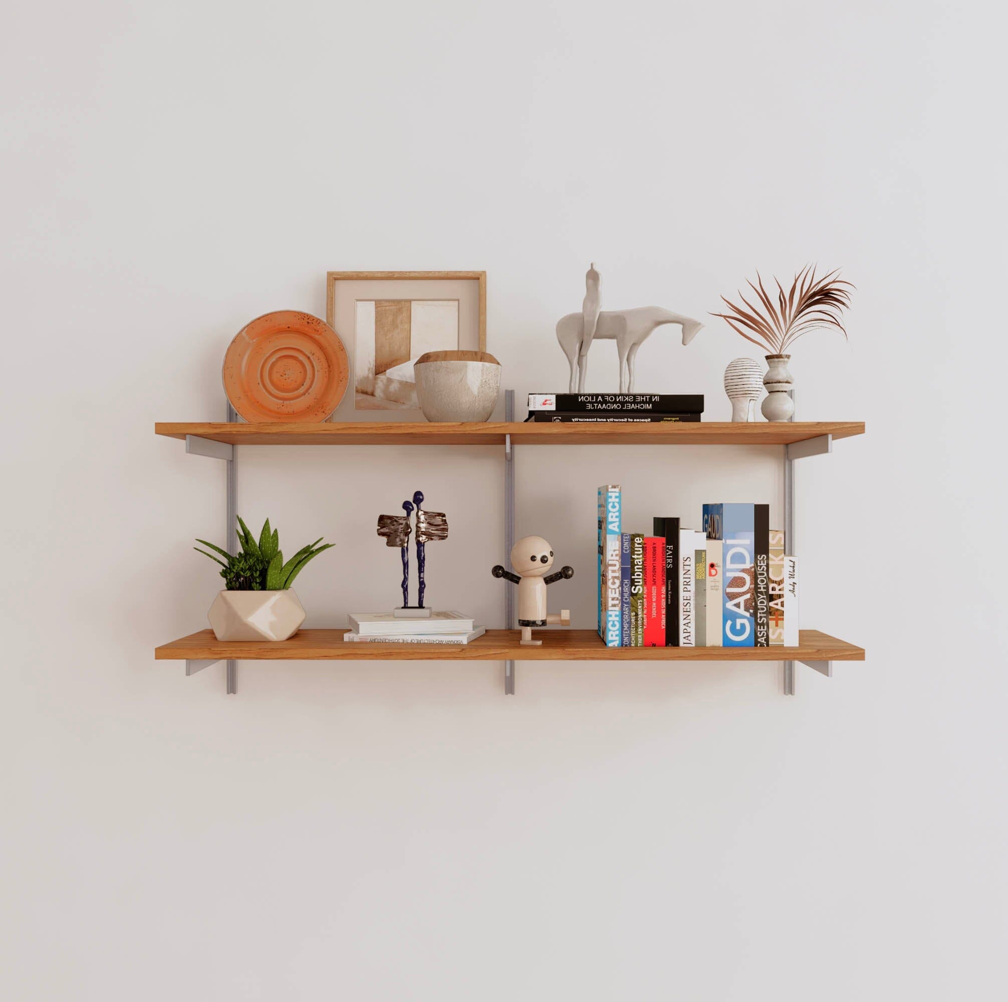Wall Mounted Shelving Units - 2 Shelf Wood