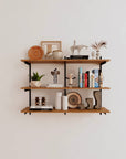 Modular shelving unit with Tea for Two shelves, black vertical posts, and one bay, shown with three open shelf levels.