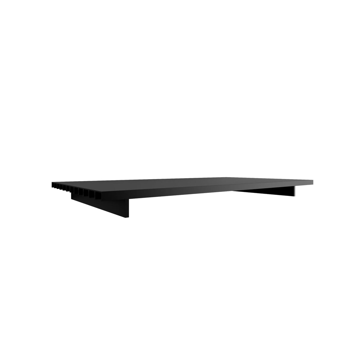WAL shelf with black shelf and black supports, shown as a single modular shelf with side brackets.