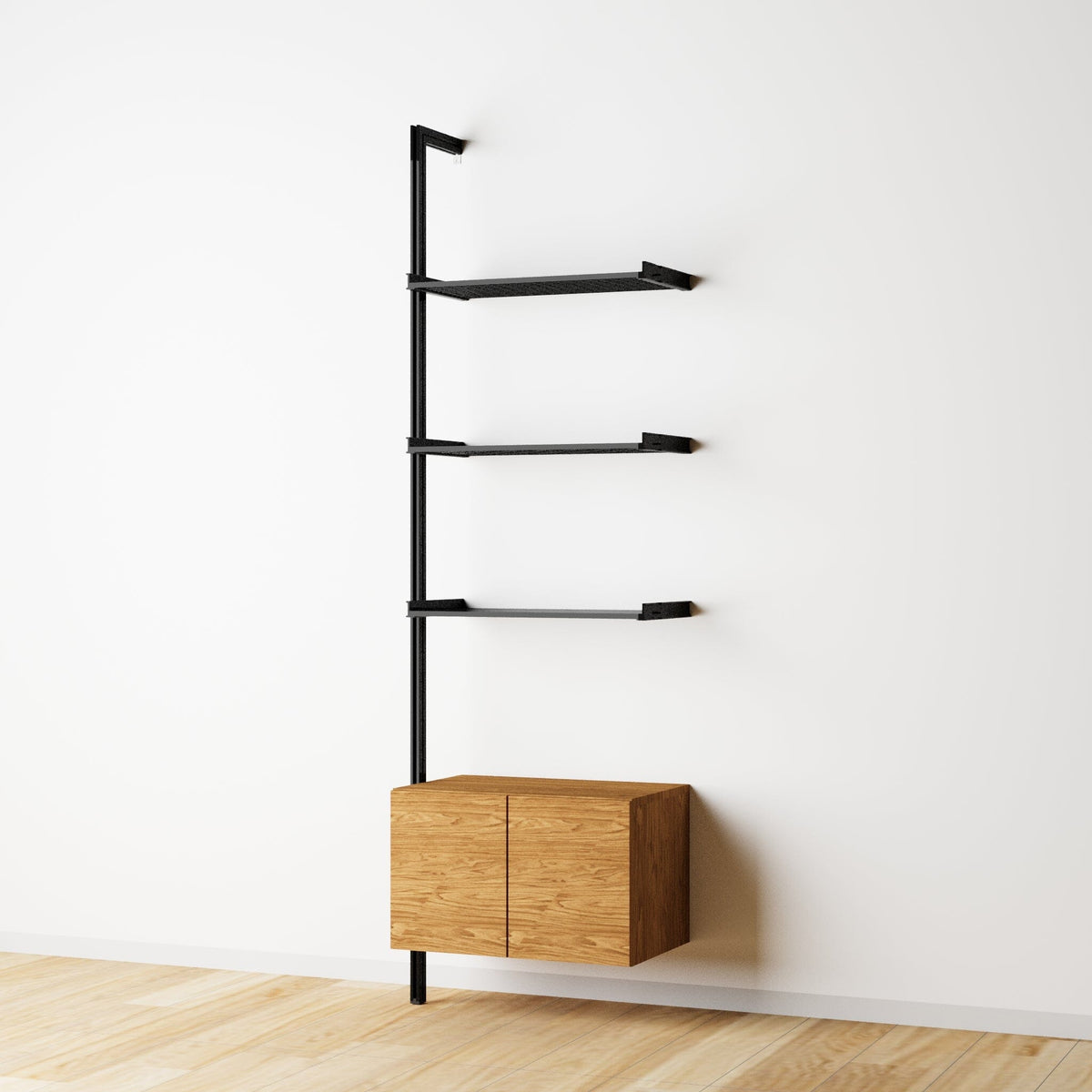 Modular Shelving Units - Aluminum Shelves and Wood Cabinets