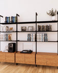 LP Vinyl Media Storage System - Aluminum + Wood Cabinets