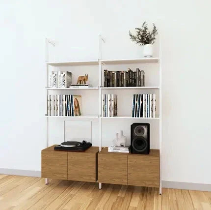 LP Vinyl Media Storage System - Aluminum + Wood Cabinets