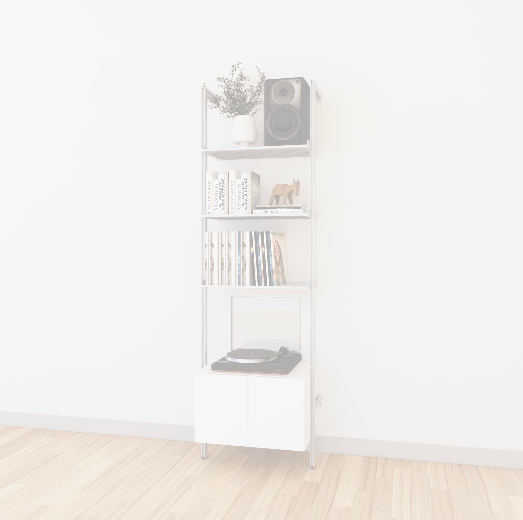 LP Vinyl Media Storage System - Aluminum + Wood Cabinets