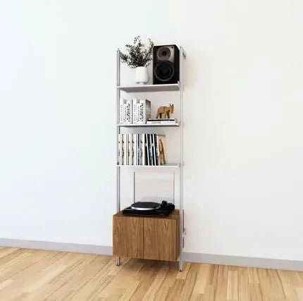 LP Vinyl Media Storage System - Aluminum + Wood Cabinets