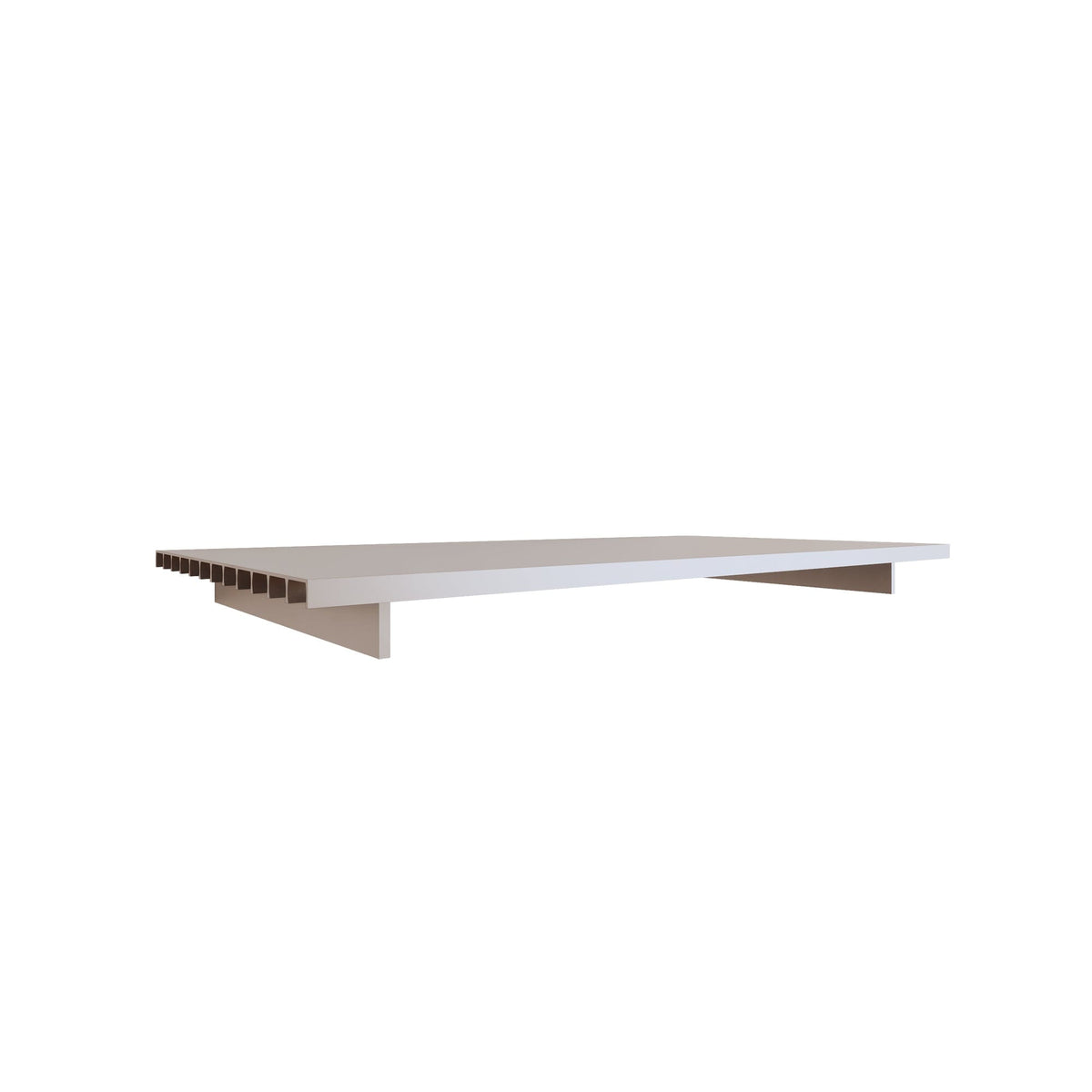 WAL shelf with satin shelf and satin supports, shown as a single modular shelf with side brackets.