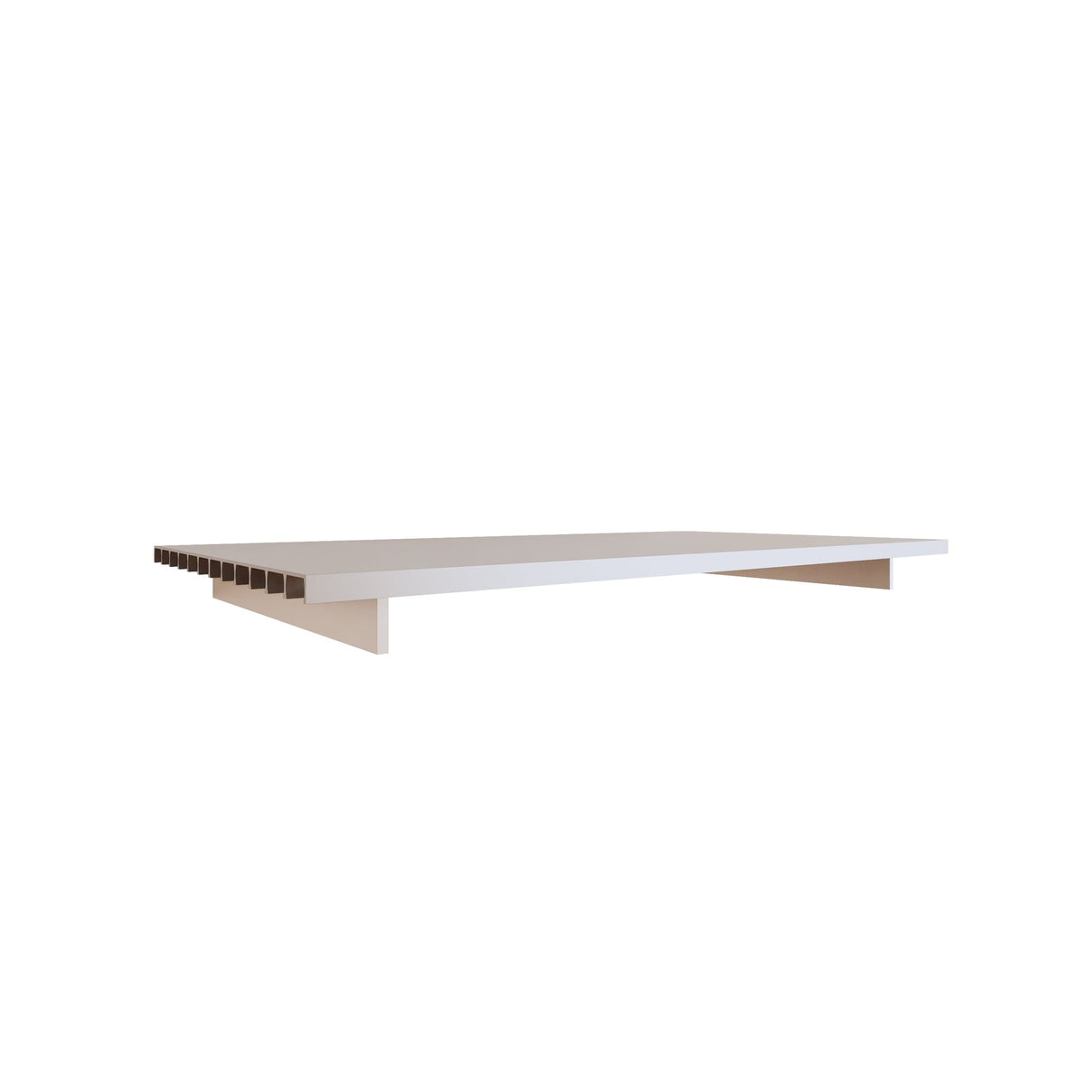 WAL shelf with white shelf and satin supports, shown as a single modular shelf with side brackets.
