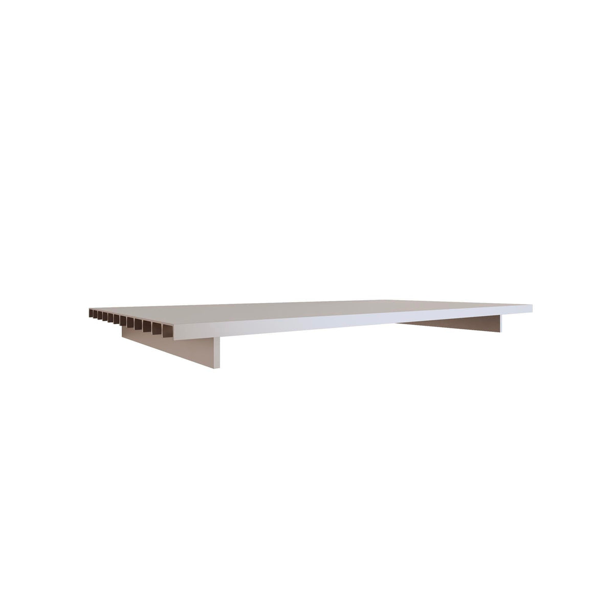 WAL shelf with satin shelf and satin supports, shown as a single modular shelf with side brackets.