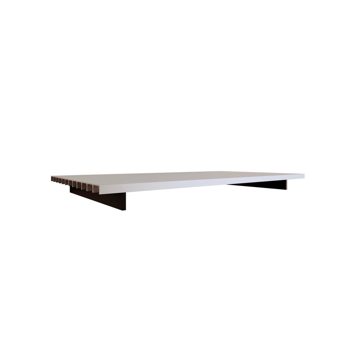 WAL shelf with satin shelf and black supports, shown as a single modular shelf with side brackets.