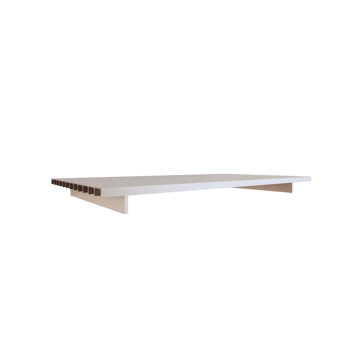 WAL shelf with satin shelf and white supports, shown as a single modular shelf with side brackets.