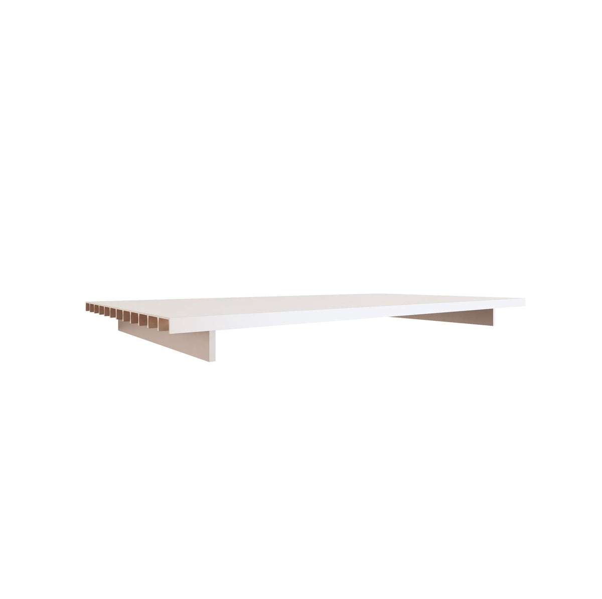 WAL shelf with white shelf and satin supports, shown as a single modular shelf with side brackets.