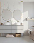 M-Float 6-inch-deep floating aluminum shelf with LED channel in satin finish, shown as a single display shelf.