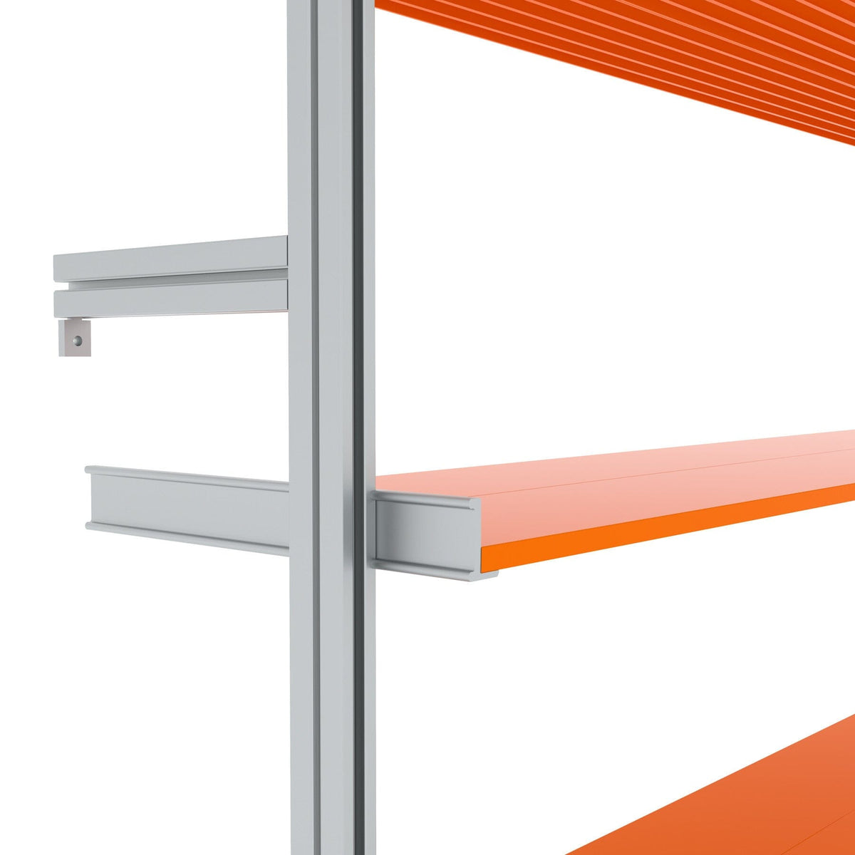 Modular shelving unit, shown in a close-up detail view.