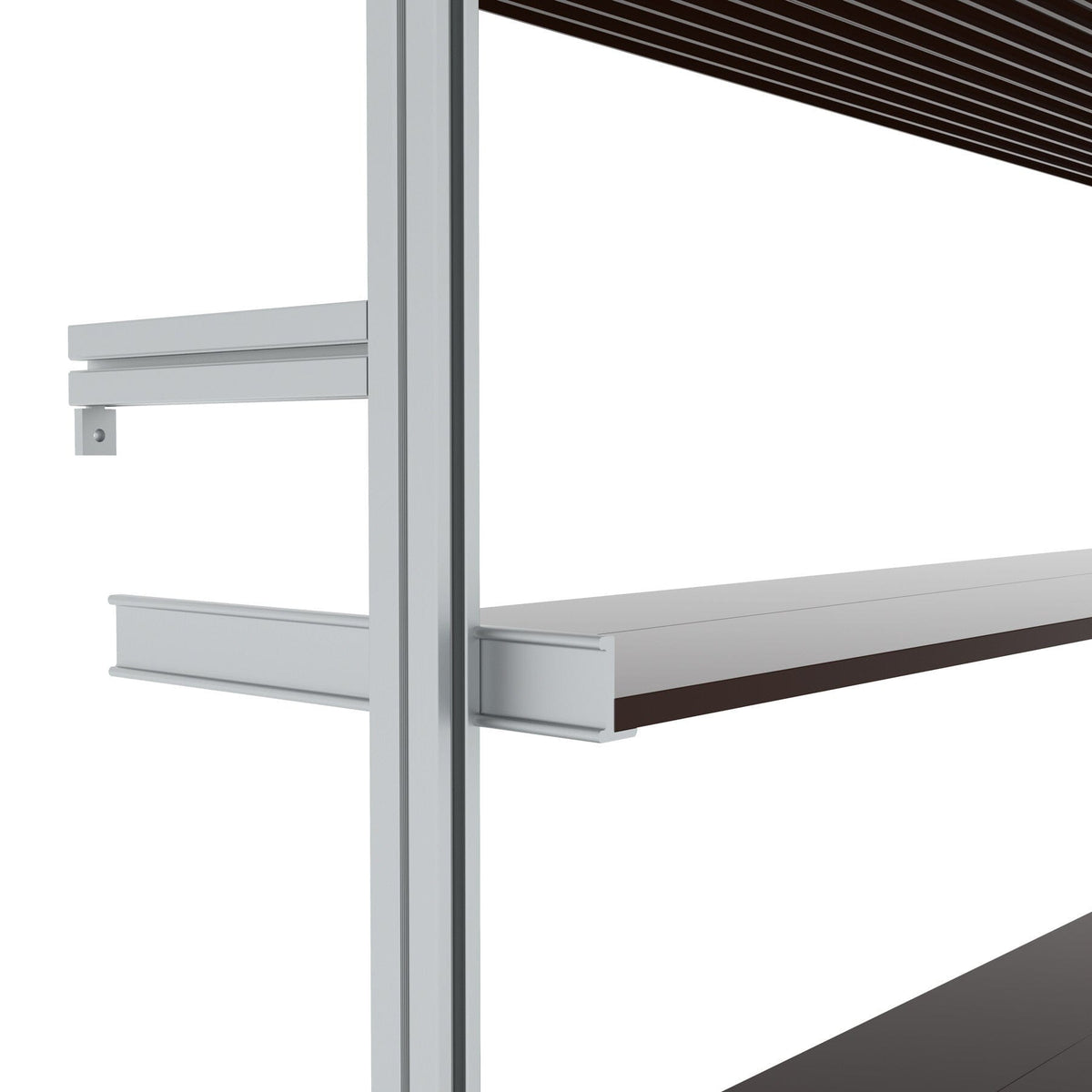 Modular shelving unit, shown in a close-up detail view.