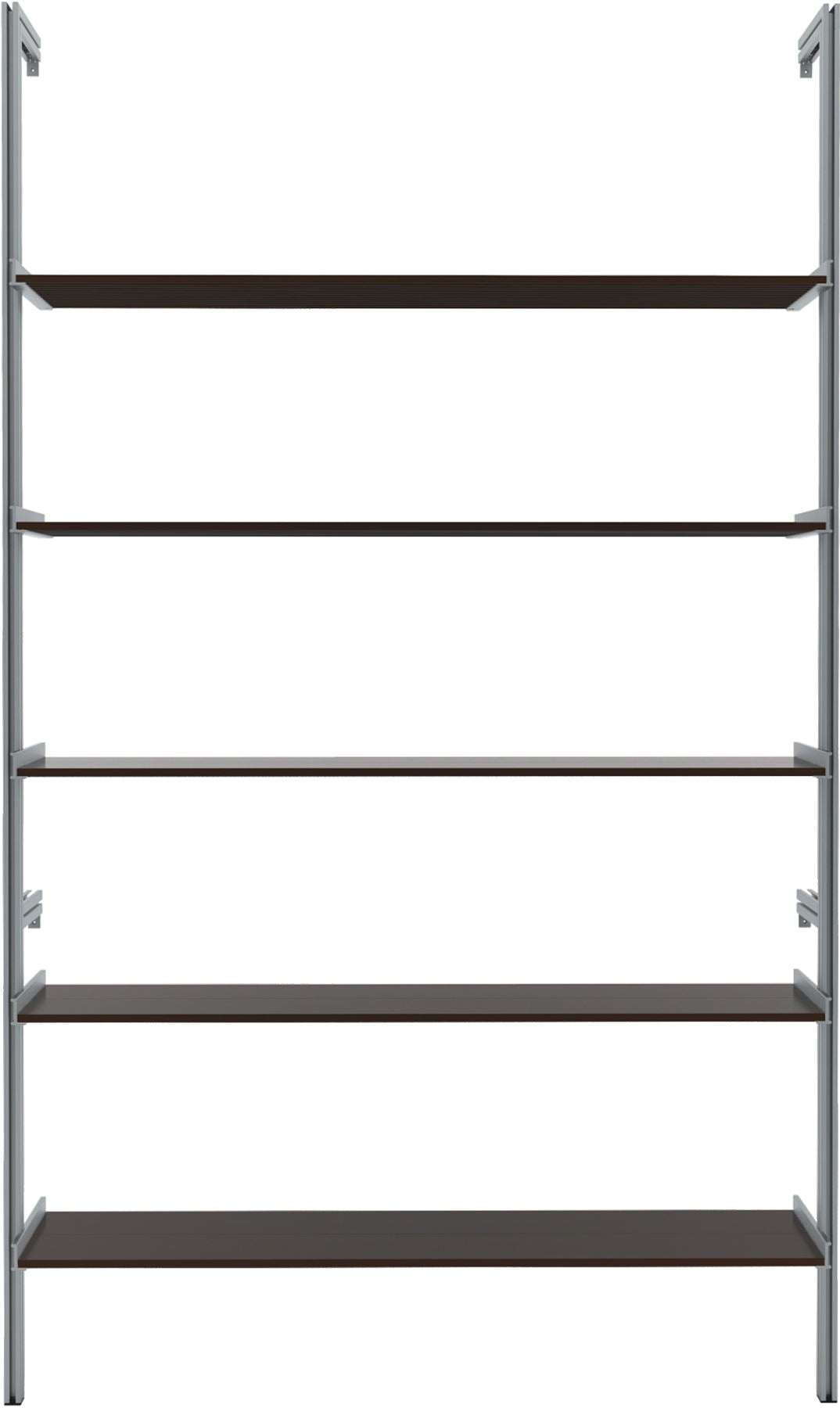 Modular shelving unit, shown with open shelving.